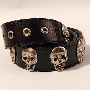 VINTAGE Skull Belt Italian Leather Size 28